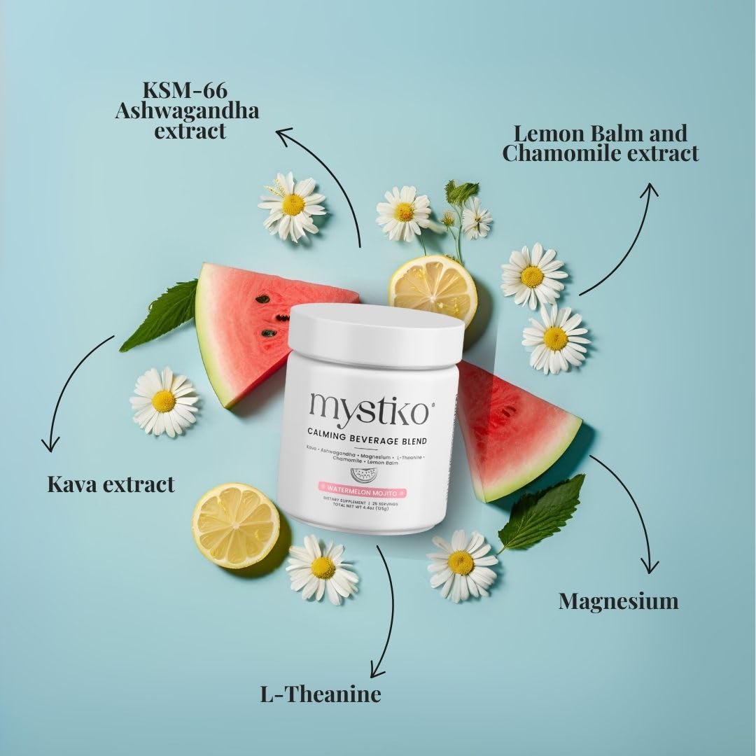 Mystiko evening routine glass conveying a mindful, non-alcoholic unwind option