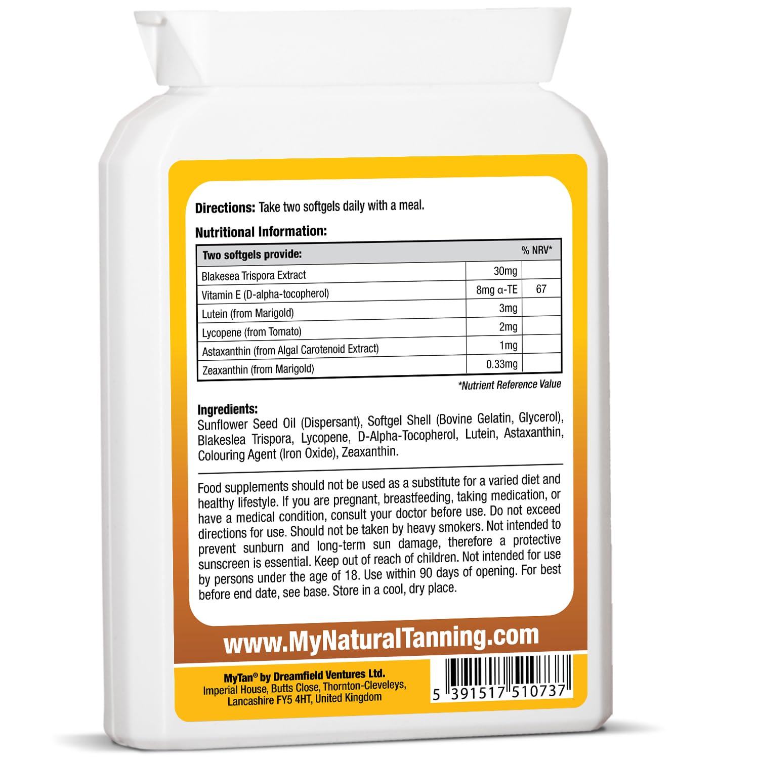 MyTan Bronze softgels close-up indicating golden glow potential.