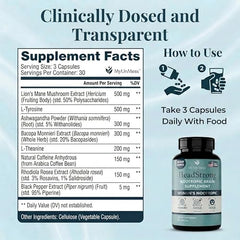 MyUnMess HeadStrong packaging box showcasing unflavored, vegan brain supplement
