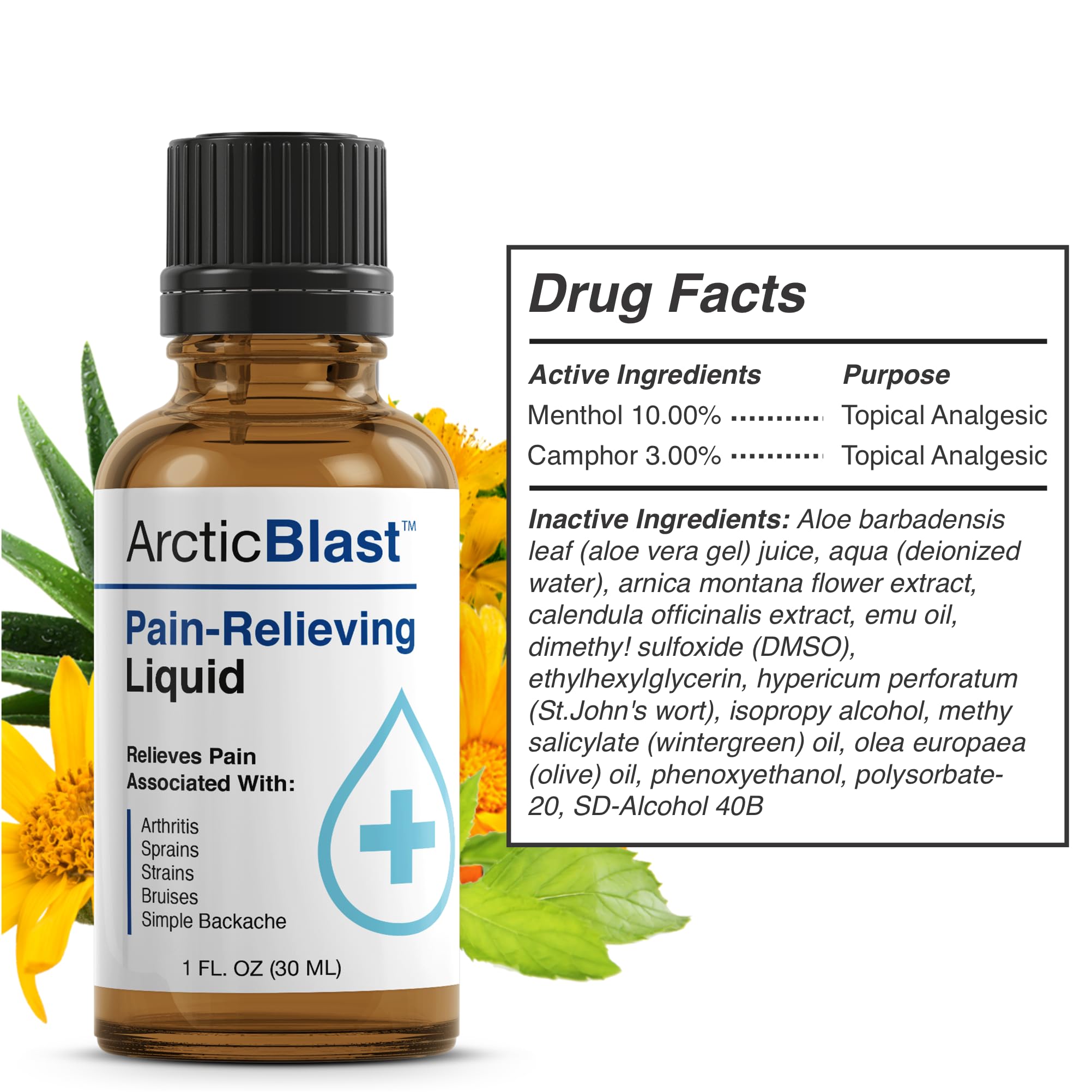 N-Labs Arctic Blast pain drops dropper close-up for precise, mess-free application.