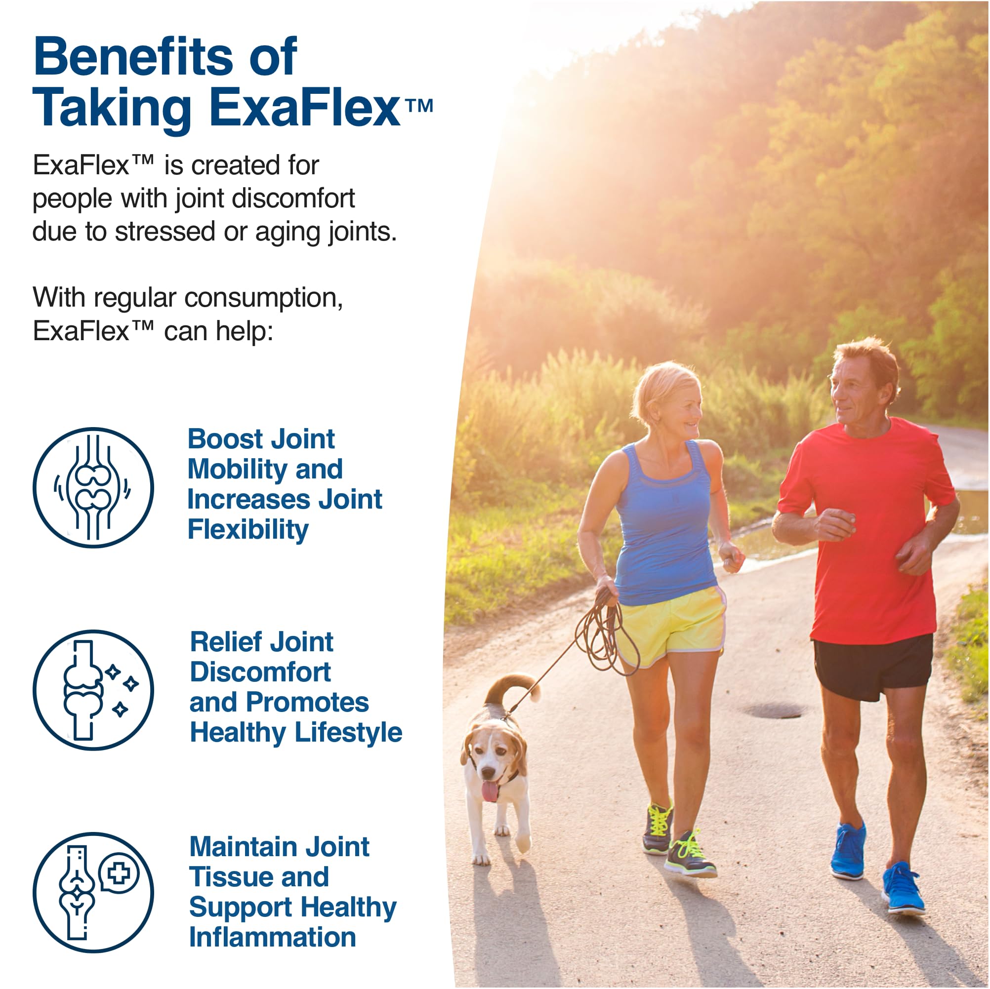ExaFlex bottle label shows Made in the USA quality.
