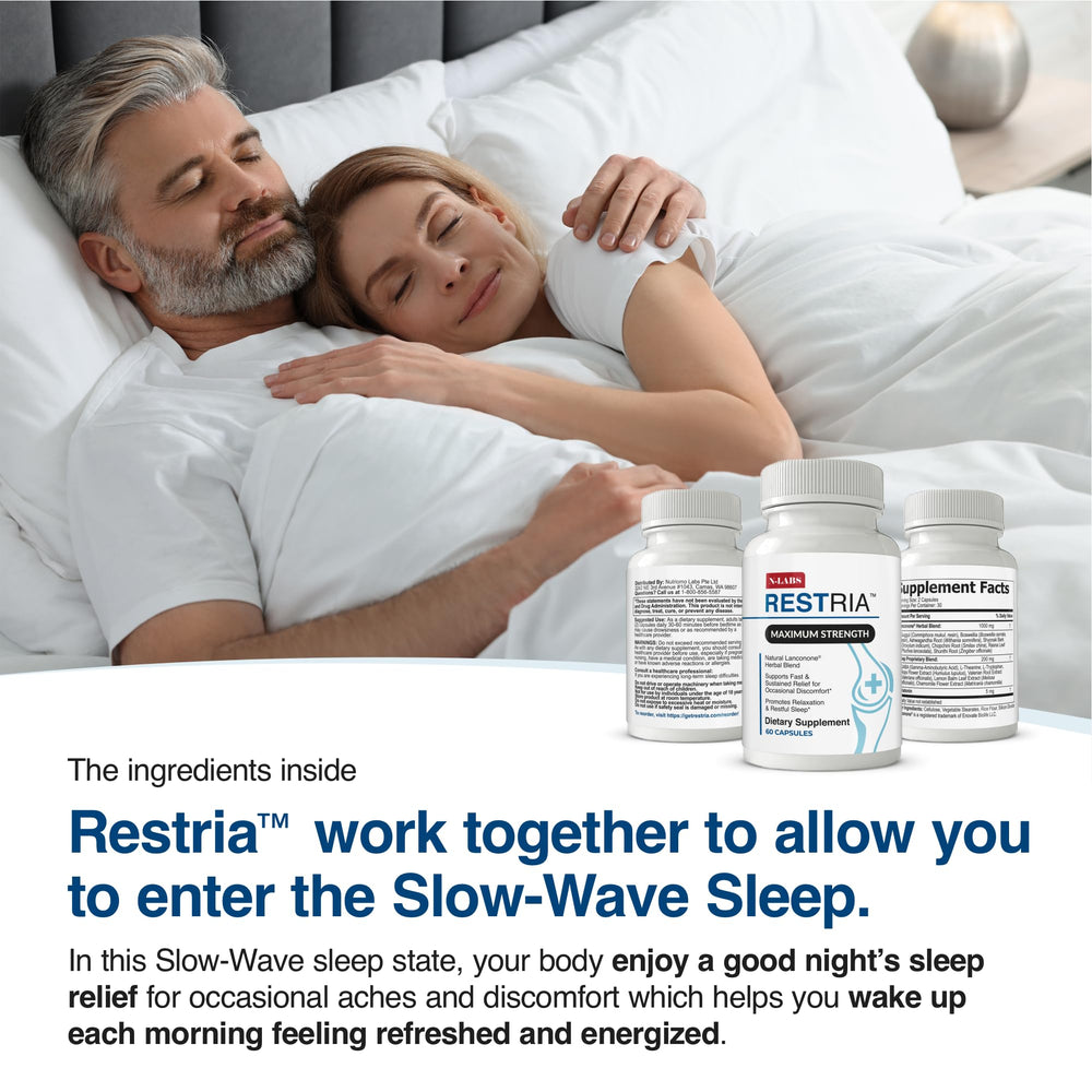 N-Labs Restria nighttime scene emphasizing restful joints and sleep