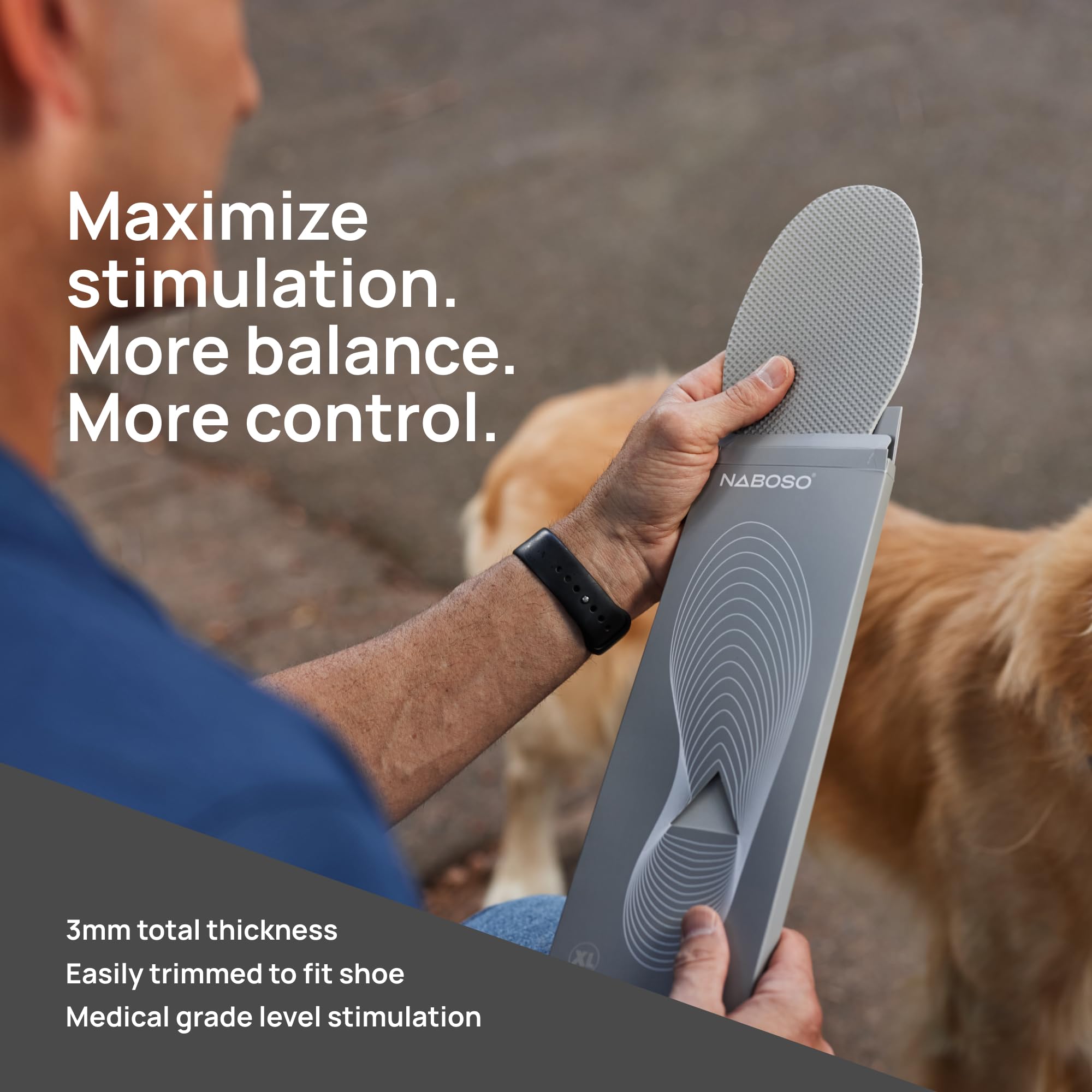NABOSO Neuro Sensory Insole top view highlights texture for sensory feedback.