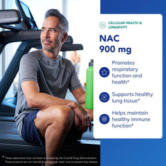 NAC 900 mg packaging label shows purity and allergen-free ingredients
