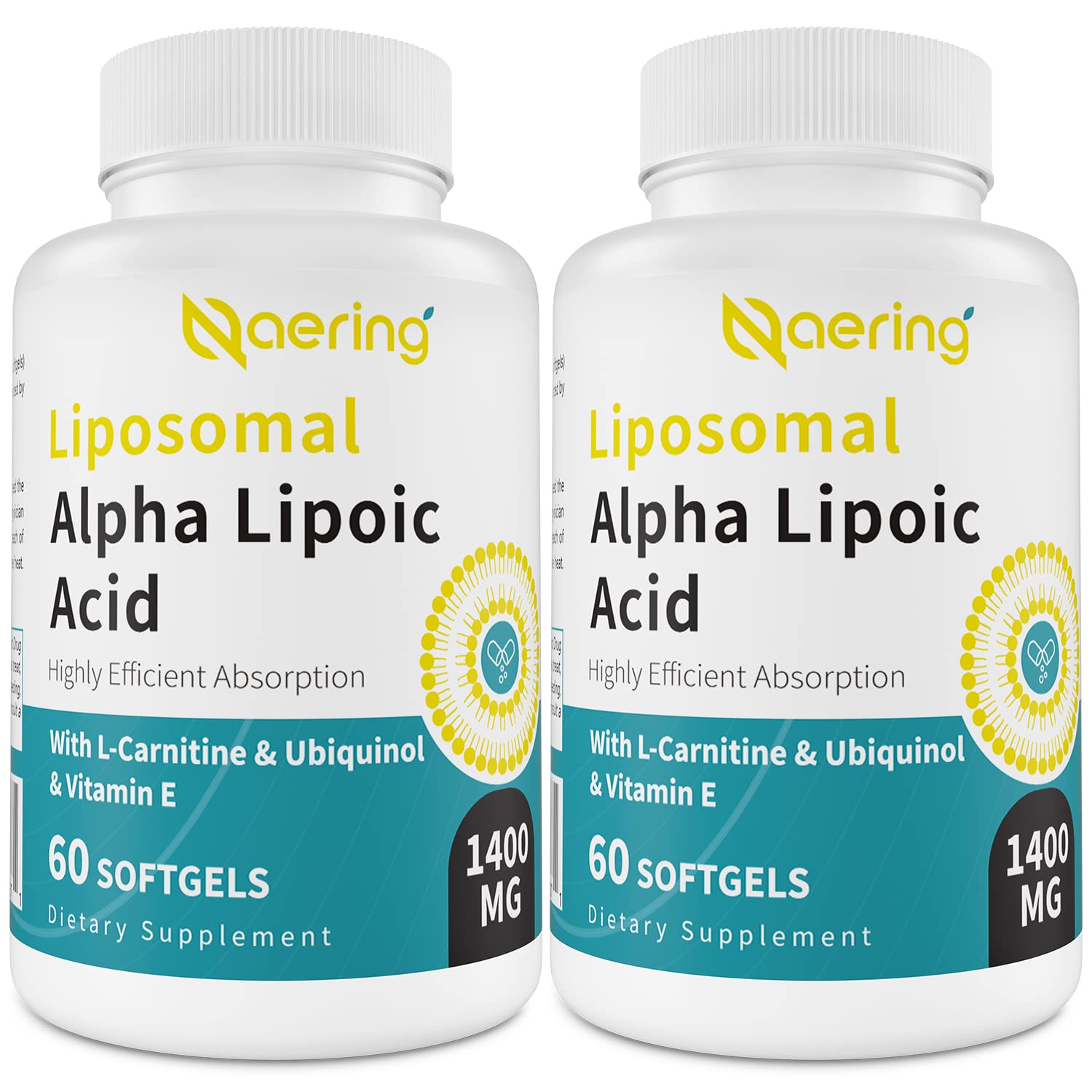 Naering liposomal alpha-lipoic acid 1400mg softgels bottle for daily antioxidant support.
