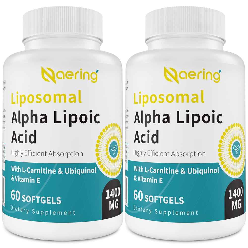 Naering liposomal alpha-lipoic acid 1400mg softgels bottle for daily antioxidant support.