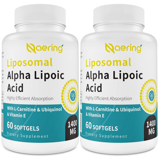 Naering liposomal alpha-lipoic acid 1400mg softgels bottle for daily antioxidant support.