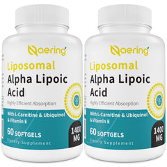 Naering liposomal alpha-lipoic acid 1400mg softgels bottle for daily antioxidant support.