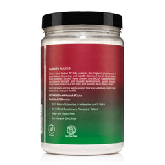 NAKED Cherry Lime BCAAs flavor label closeup emphasizes clean ingredients.