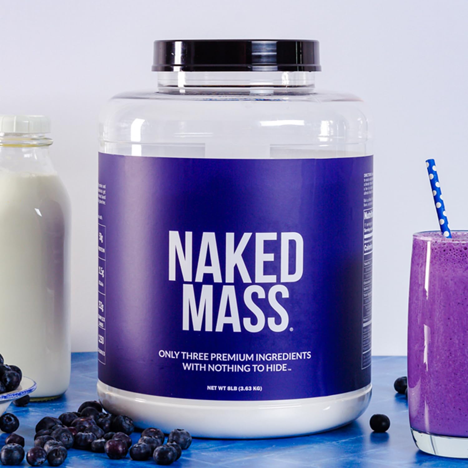 NAKED Chocolate Mass Gainer baking idea shows protein-rich cookies or bars.