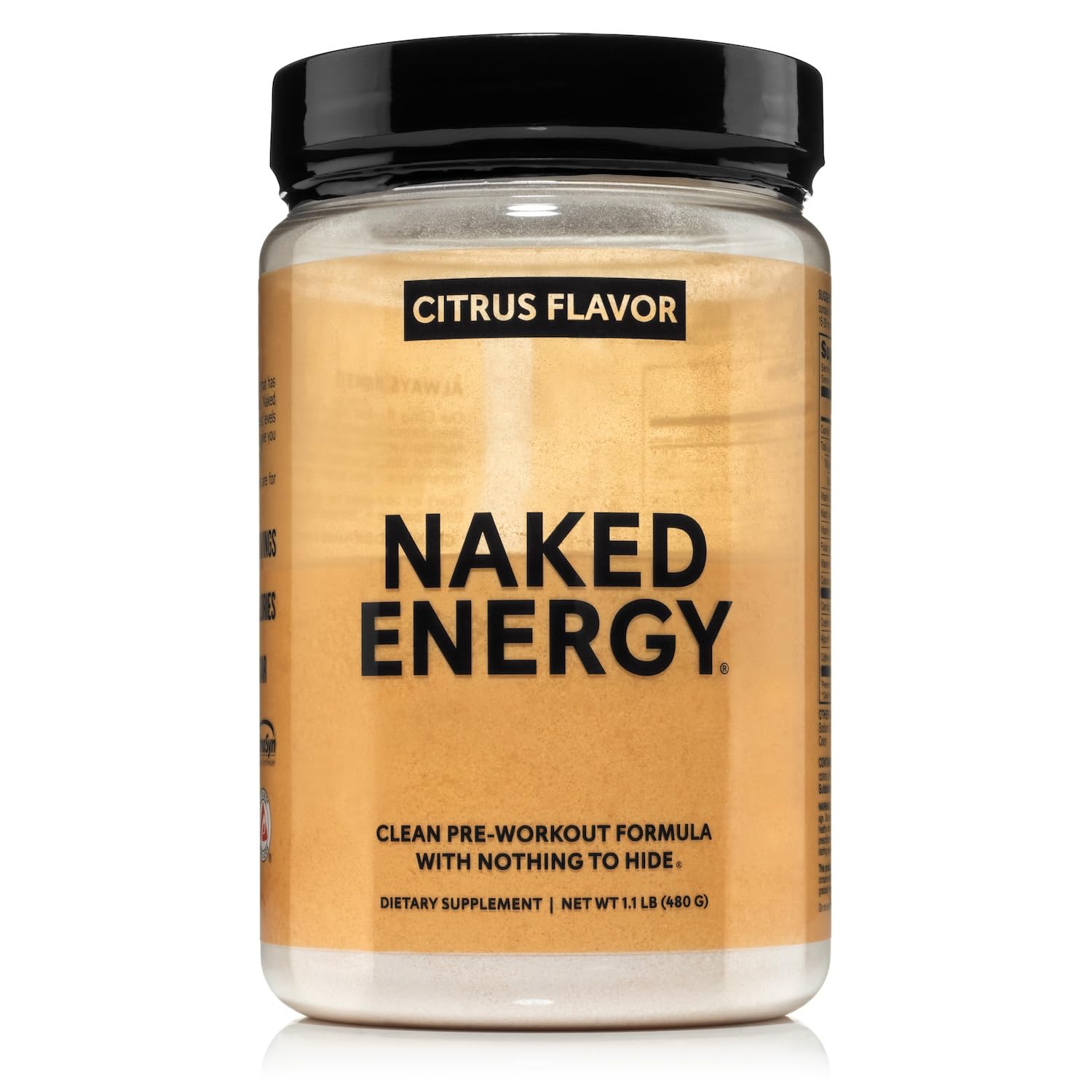 NAKED Citrus Energy tub front view for a clean pre-workout boost.