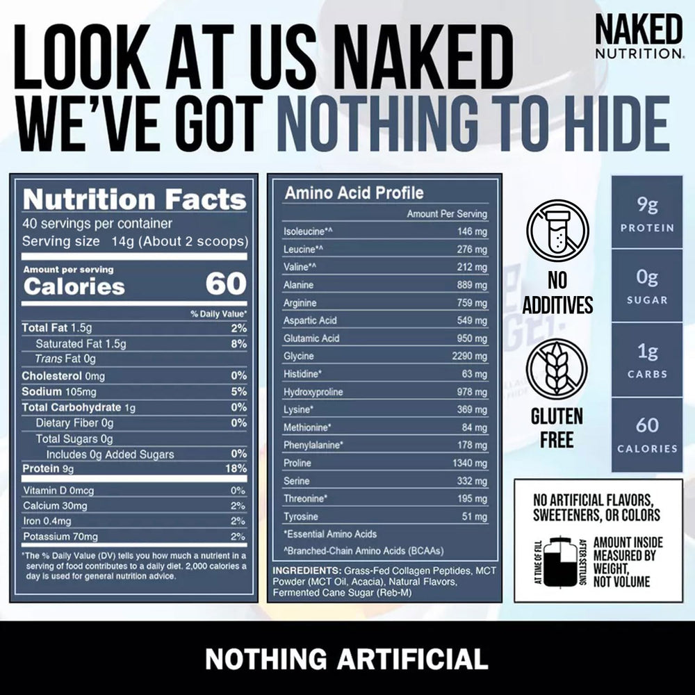 NAKED packaging emphasizes gluten-free and GMO-free claims for shoppers.