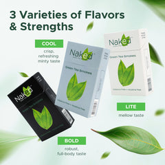 Naked Green Tea Cigarettes Lite brand logo conveys premium, American-made quality.