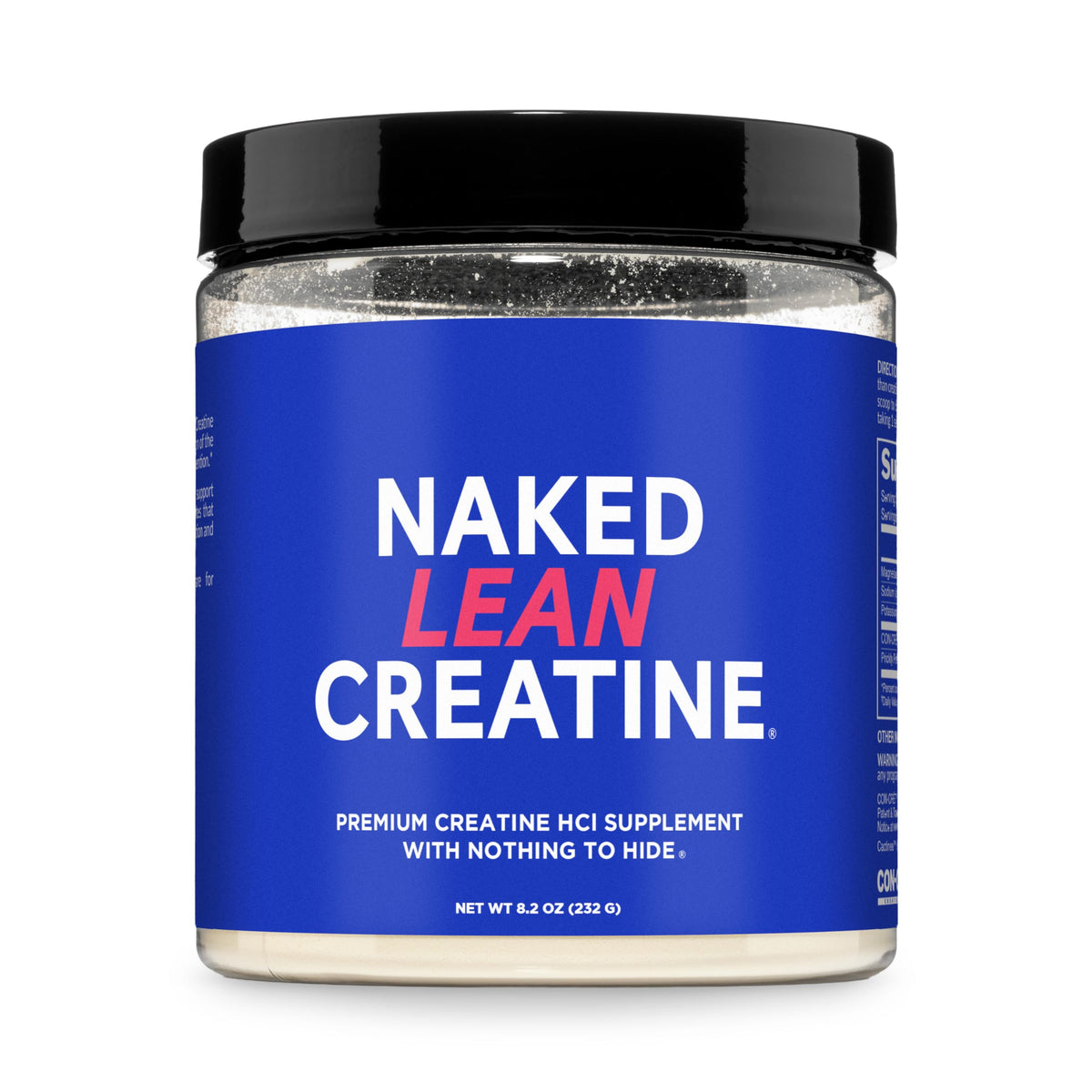 NAKED Lean Creatine HCl powder bottle for lean gains with clean ingredients