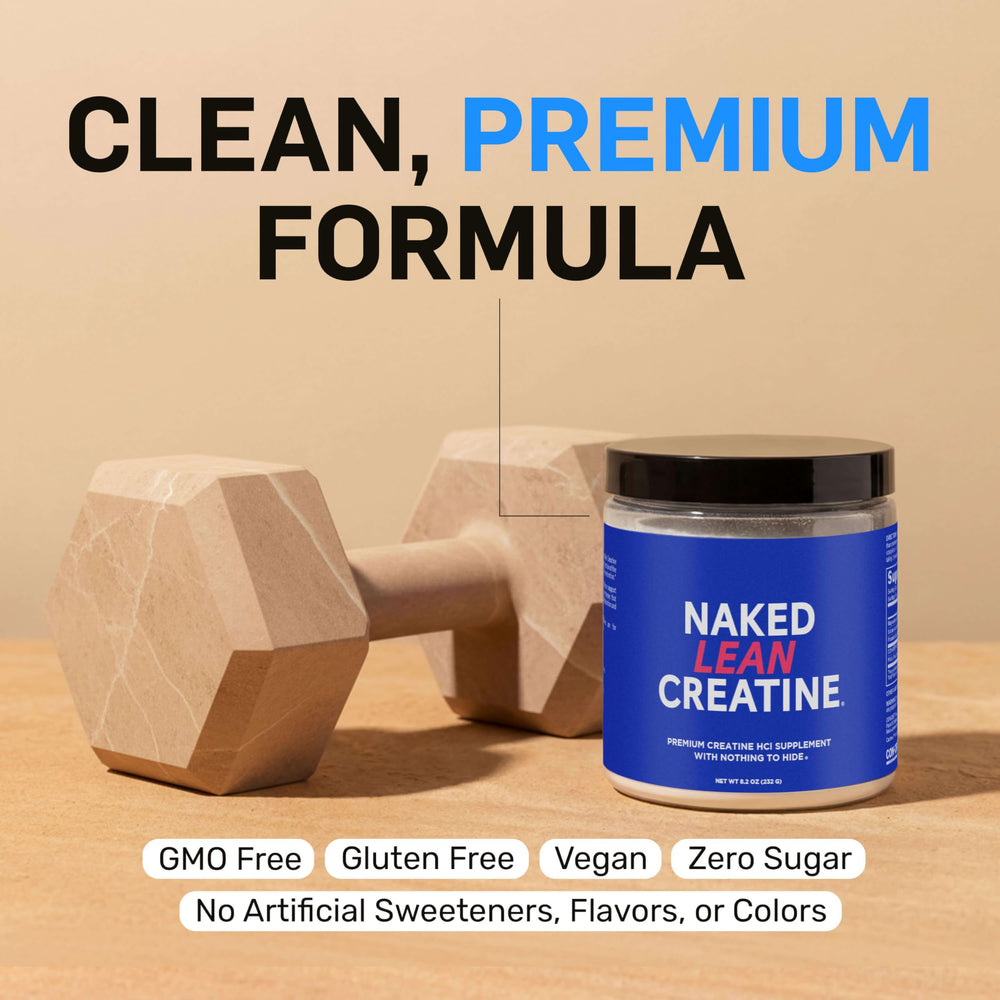 NAKED Lean Creatine HCl powder organic prickly pear extract noted for water balance