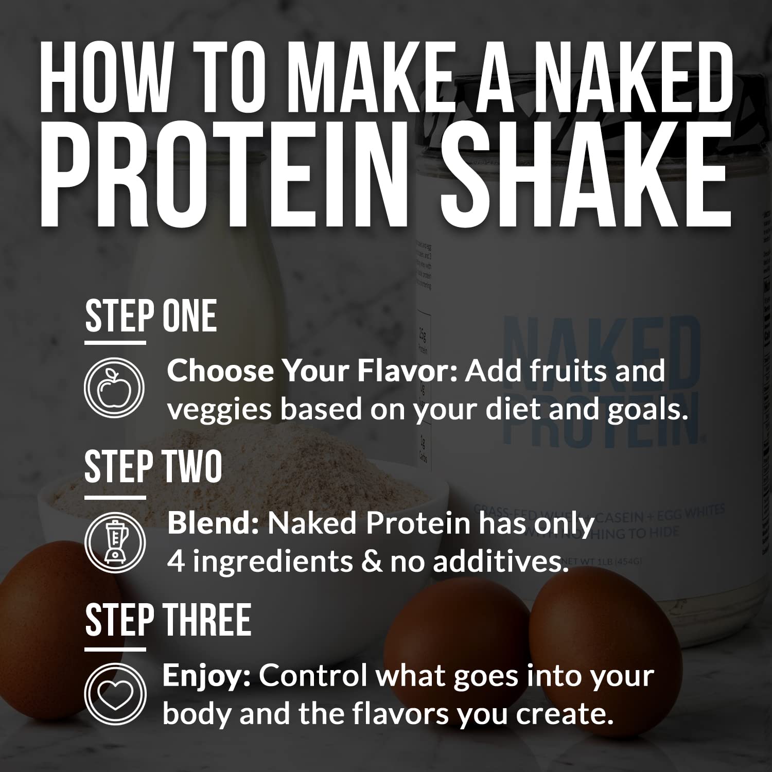 NAKED packaging emphasizes GMO-free and additive-free formula.