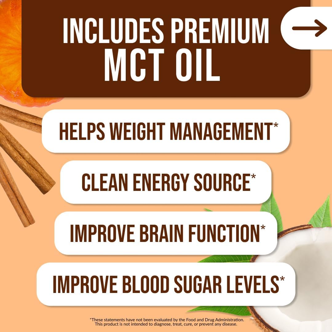 NAKED Shake Pumpkin Spice MCT oil bottle emphasizing energy and fullness