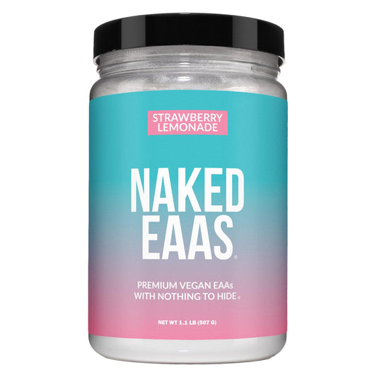 NAKED Strawberry Lemonade EAAs bottle pour reveals fast dissolve and bright flavor