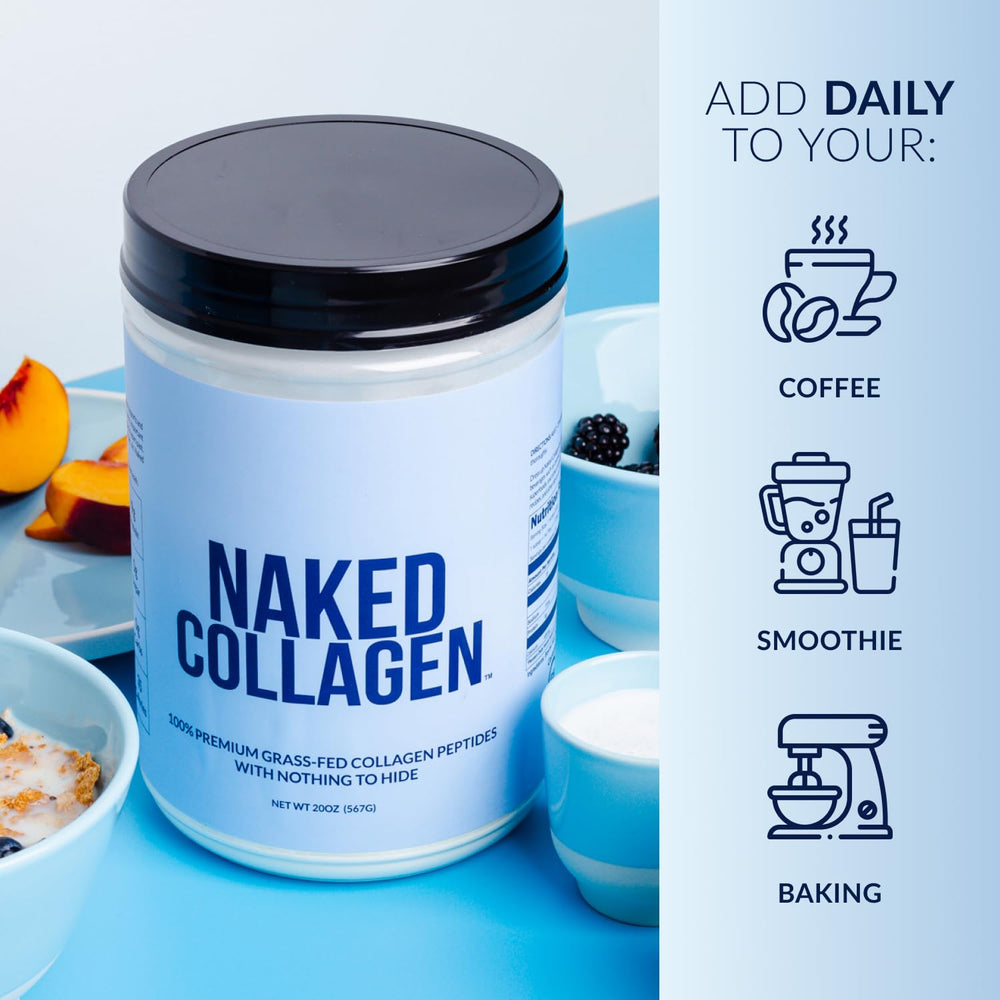 NAKED Vanilla Collagen mixed into tea for protein