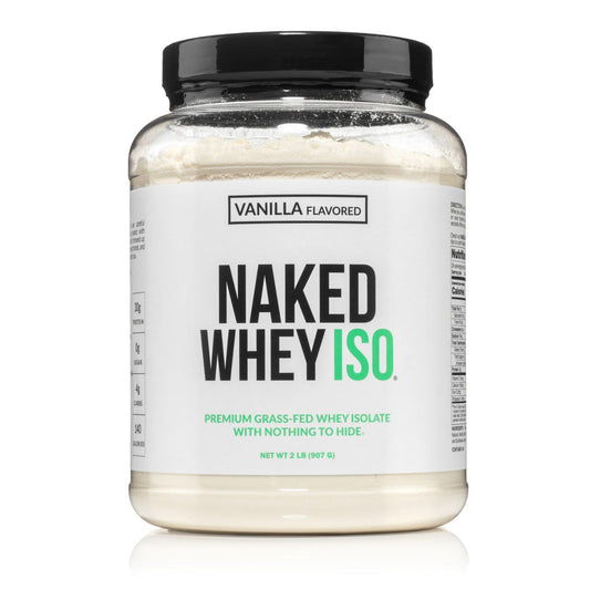 NAKED Vanilla Whey Isolate bottle with clean label for everyday shakes