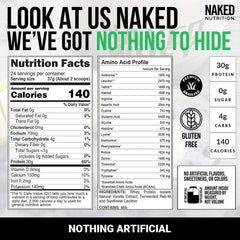 NAKED Vanilla Whey Isolate ingredients label highlights four clean ingredients
