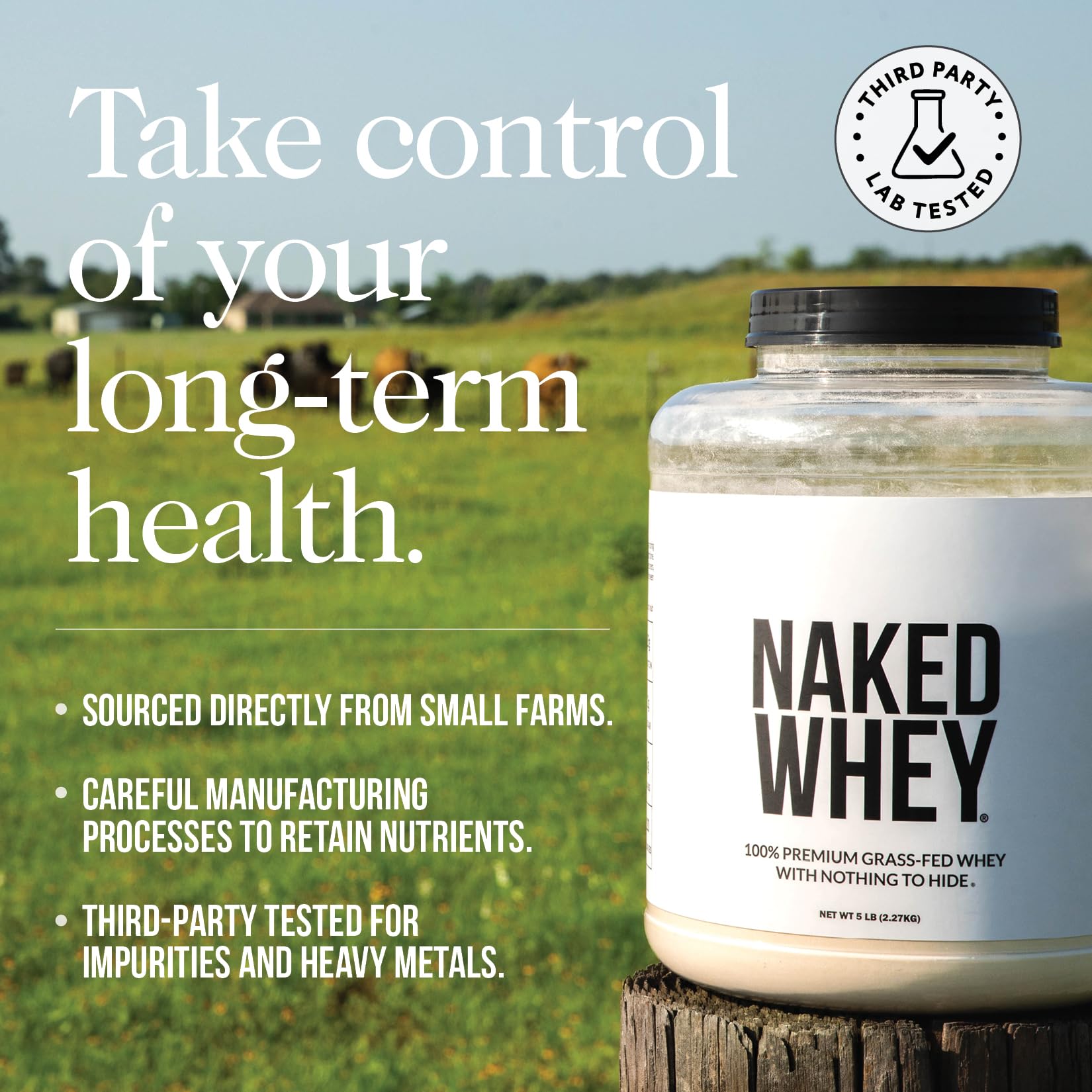 NAKED Vanilla Whey Isolate New Zealand farm scene highlights grass-fed source