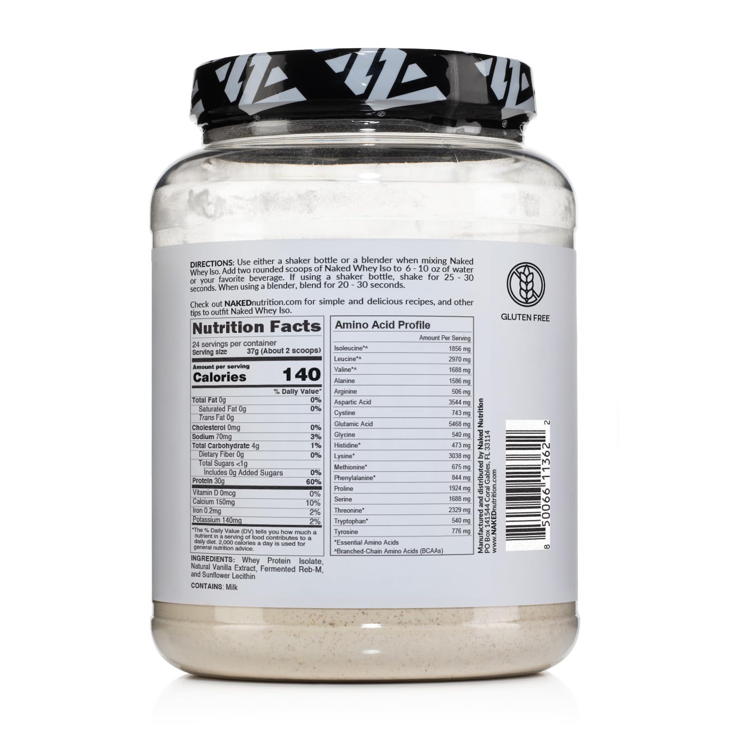 NAKED Vanilla Whey Isolate ultra-filtration symbol underscores gentle processing