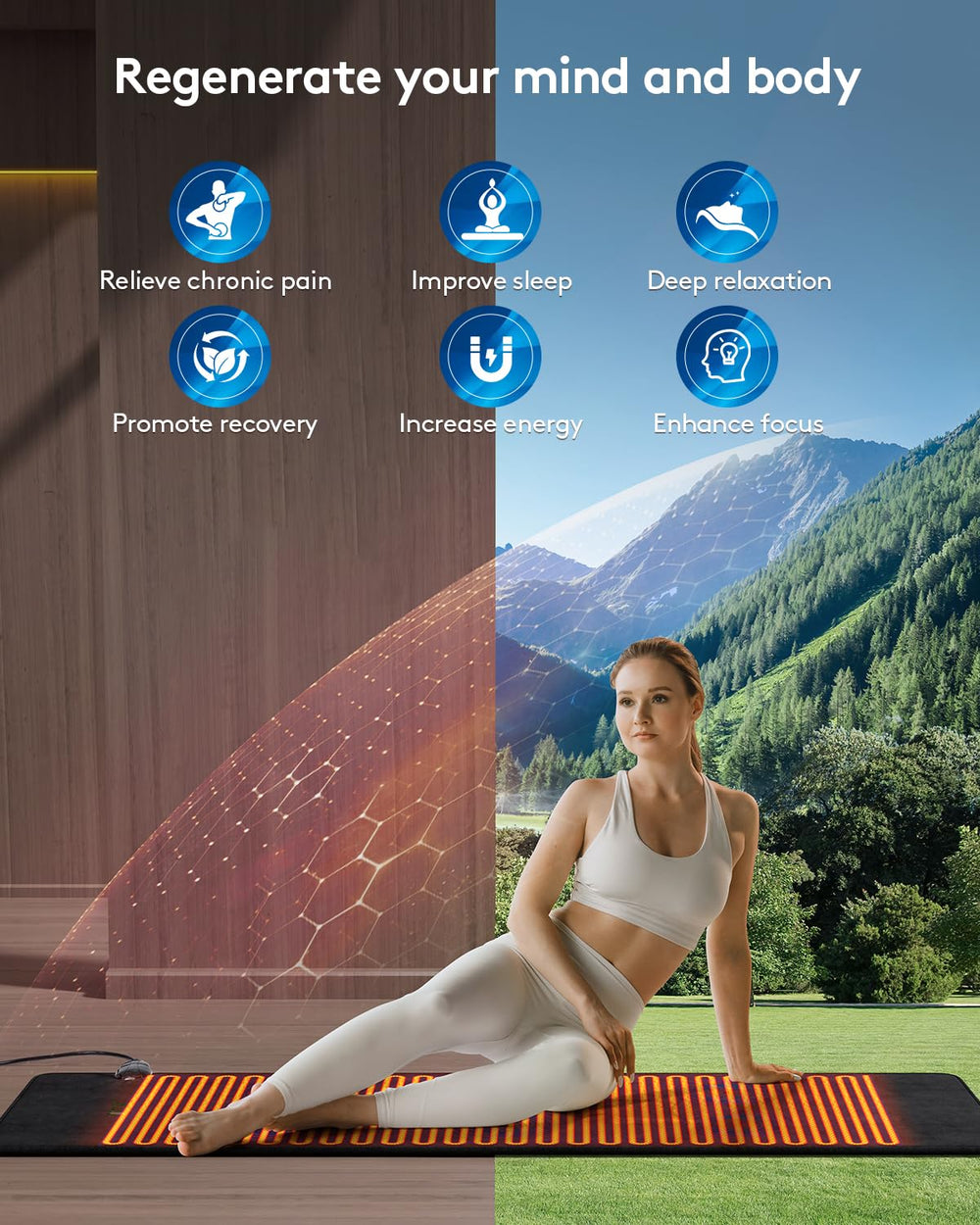 Nalax far infrared heating therapy provides deep warmth for relaxed muscles and tense areas.