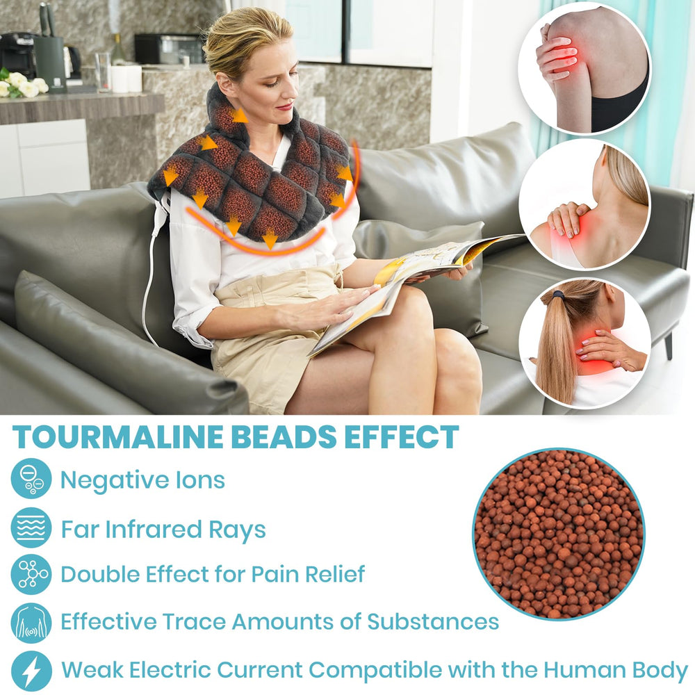 Nalax heating pad provides full back coverage with tourmaline weighting for even warmth.