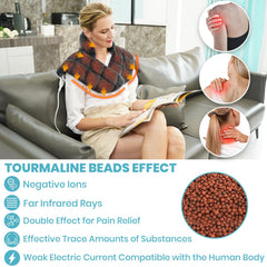 Nalax heating pad provides full back coverage with tourmaline weighting for even warmth.