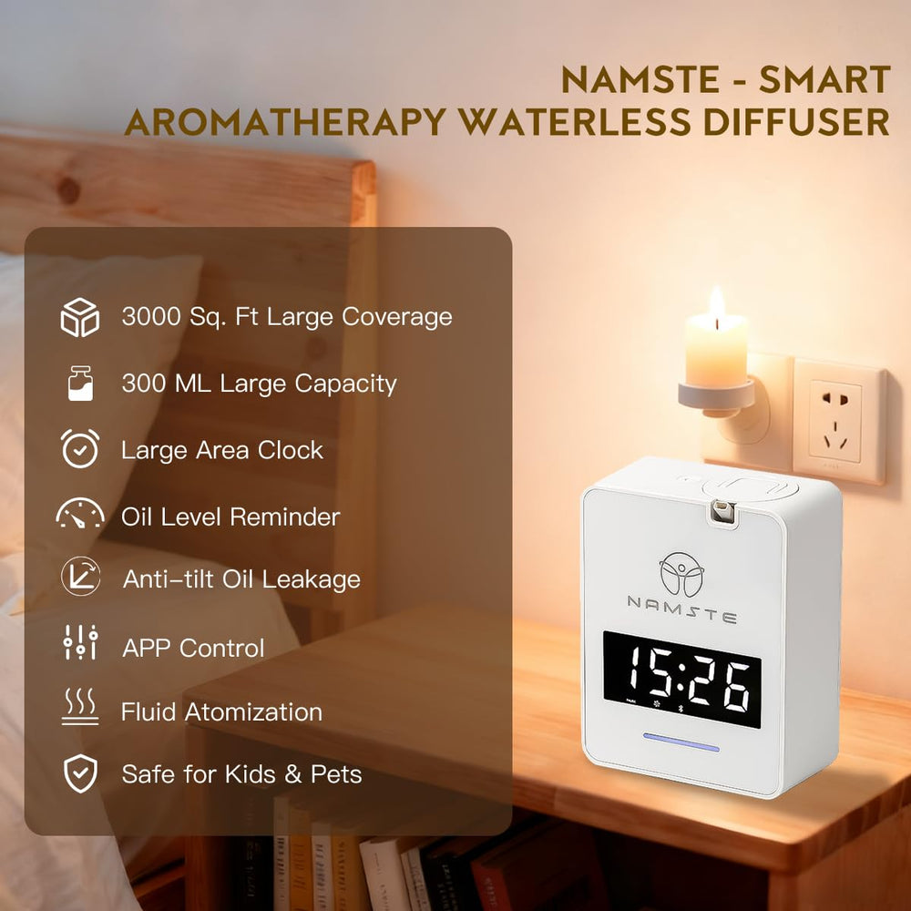 Namste diffuser with Bluetooth app control for schedule customization.