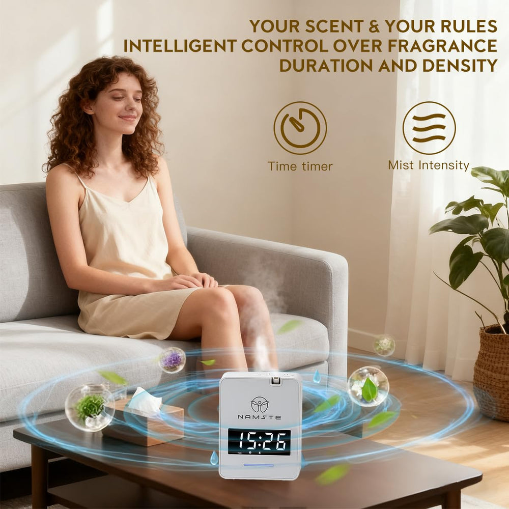 Namste waterless diffuser HVAC installation visual highlight for whole-house scent.