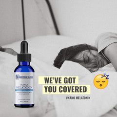 Nanoceutical Solutions Nano Melatonin bottle and dropper ready for discreet nightly use
