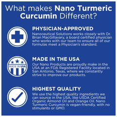 Bottle side label of Nano Turmeric Curcumin highlighting organic ingredients and vegan formula.