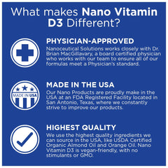 NANO Vitamin D3 drops label close-up — USA-made quality image