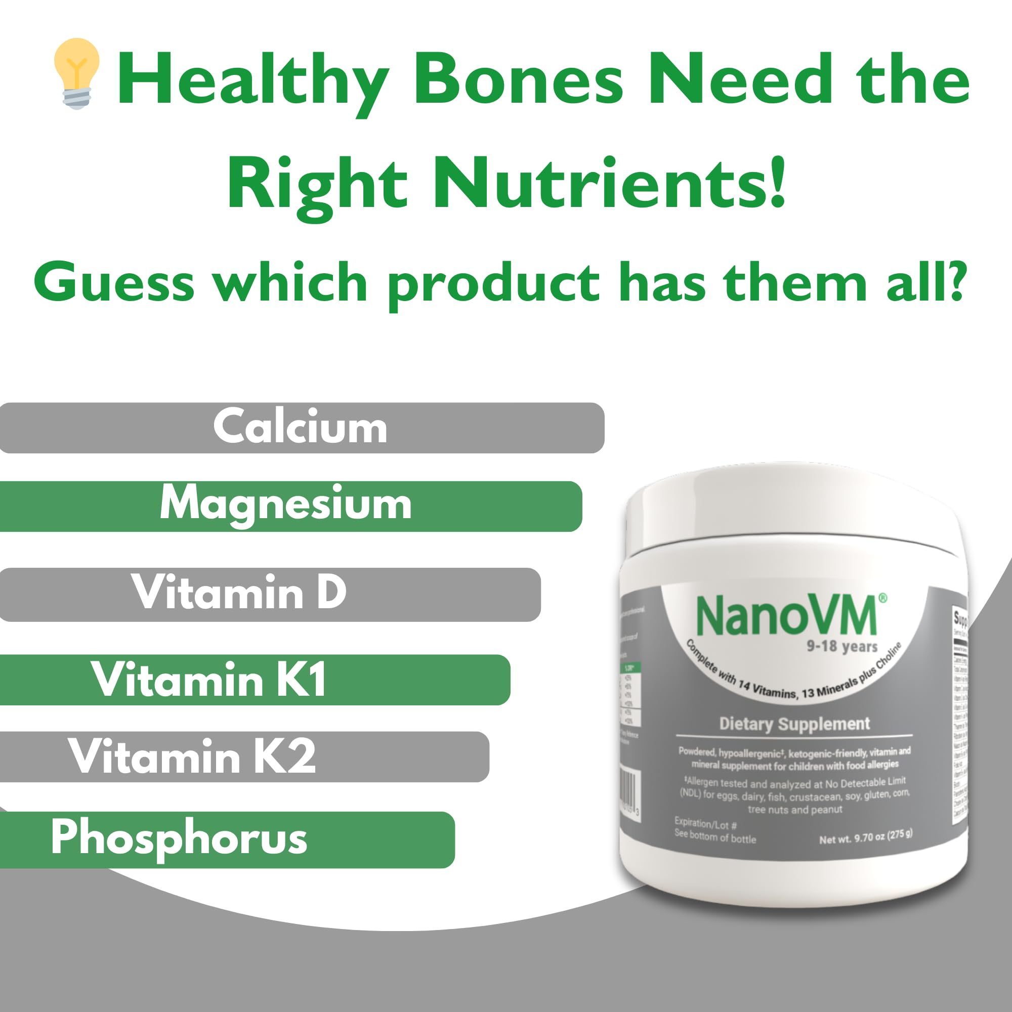 NanoVM scoop measures accurate daily servings for kids.