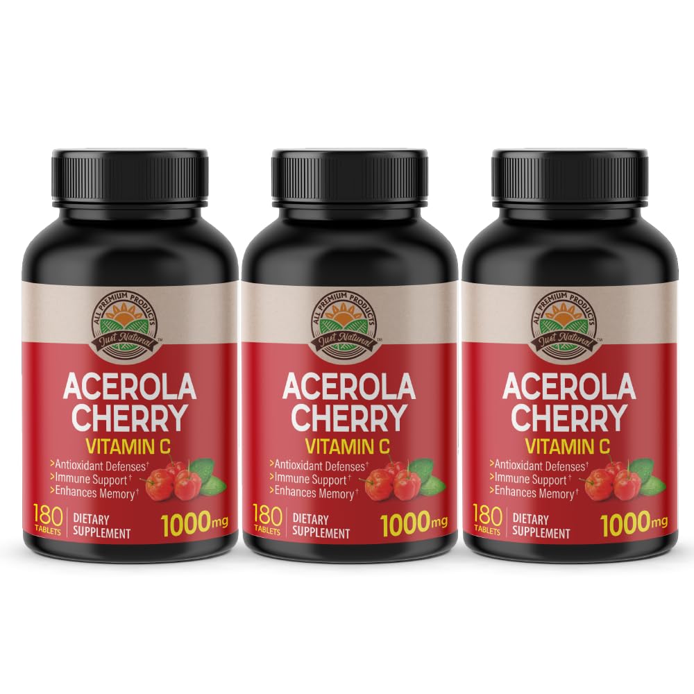 Nanowell Acerola Cherry 1000mg bottle front view for daily immune support.