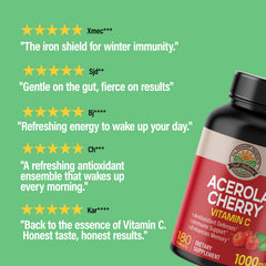 Nanowell Acerola Cherry 1000mg bottle label detail for transparent ingredients.