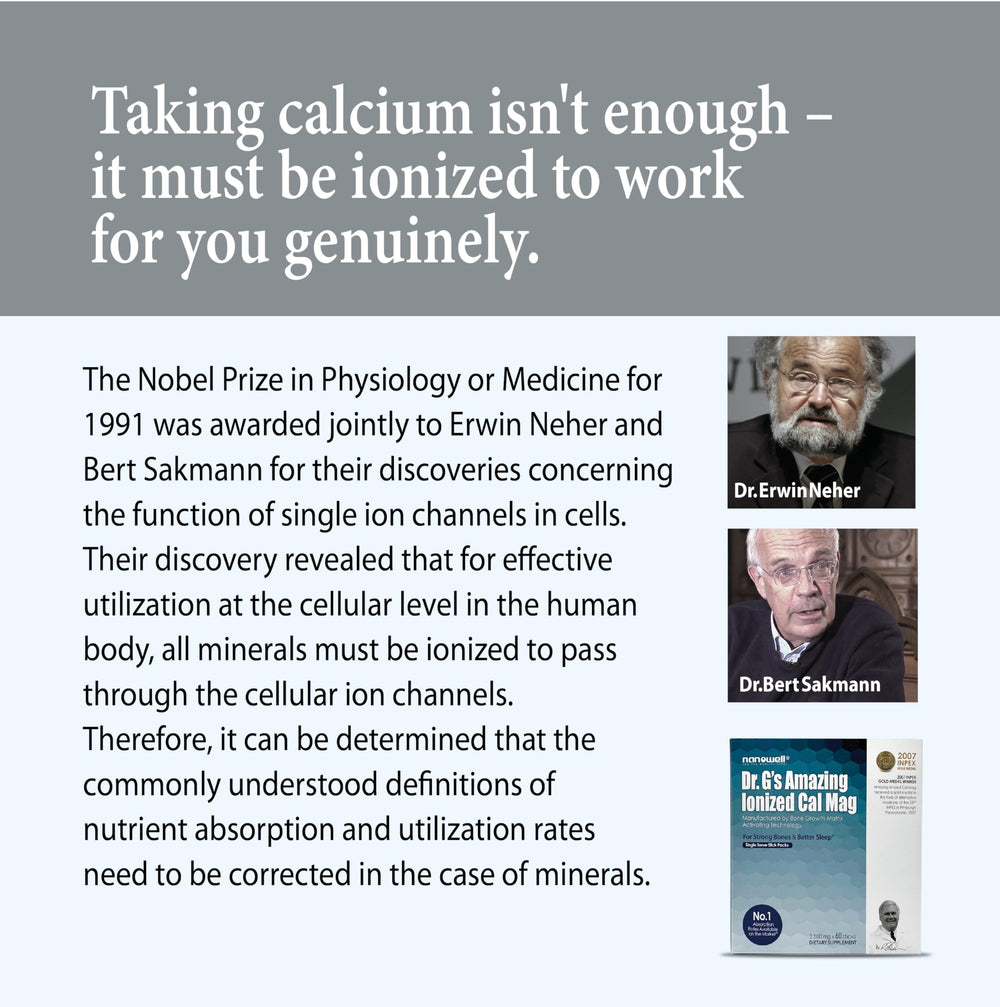 NANOWELL Dr G's CalMag ingredient list with calcium and magnesium.