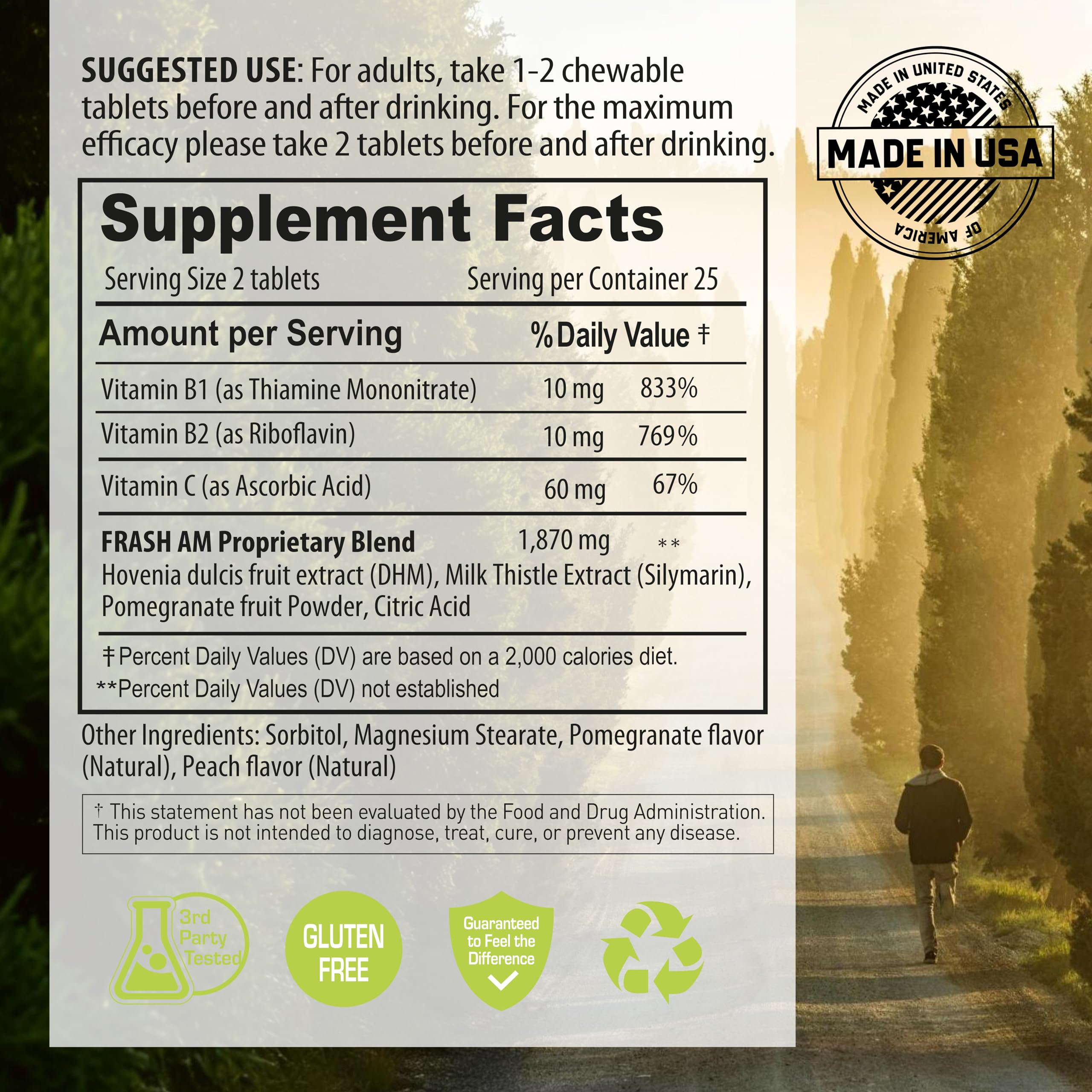 NANOWELL Fresh AM Detox packaging detail highlighting DHM, milk thistle, and vitamins.