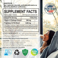 NANOWELL G-FOS bottle label detail highlighting gluten-free, non-GMO quality.