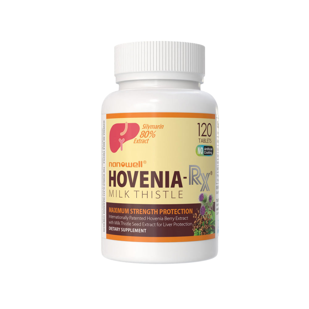 Nanowell Hovenia-RX bottle with label highlights liver support.