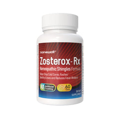 NANOWELL Zosterox-Rx bottle front with clear label for quick cold sore support.