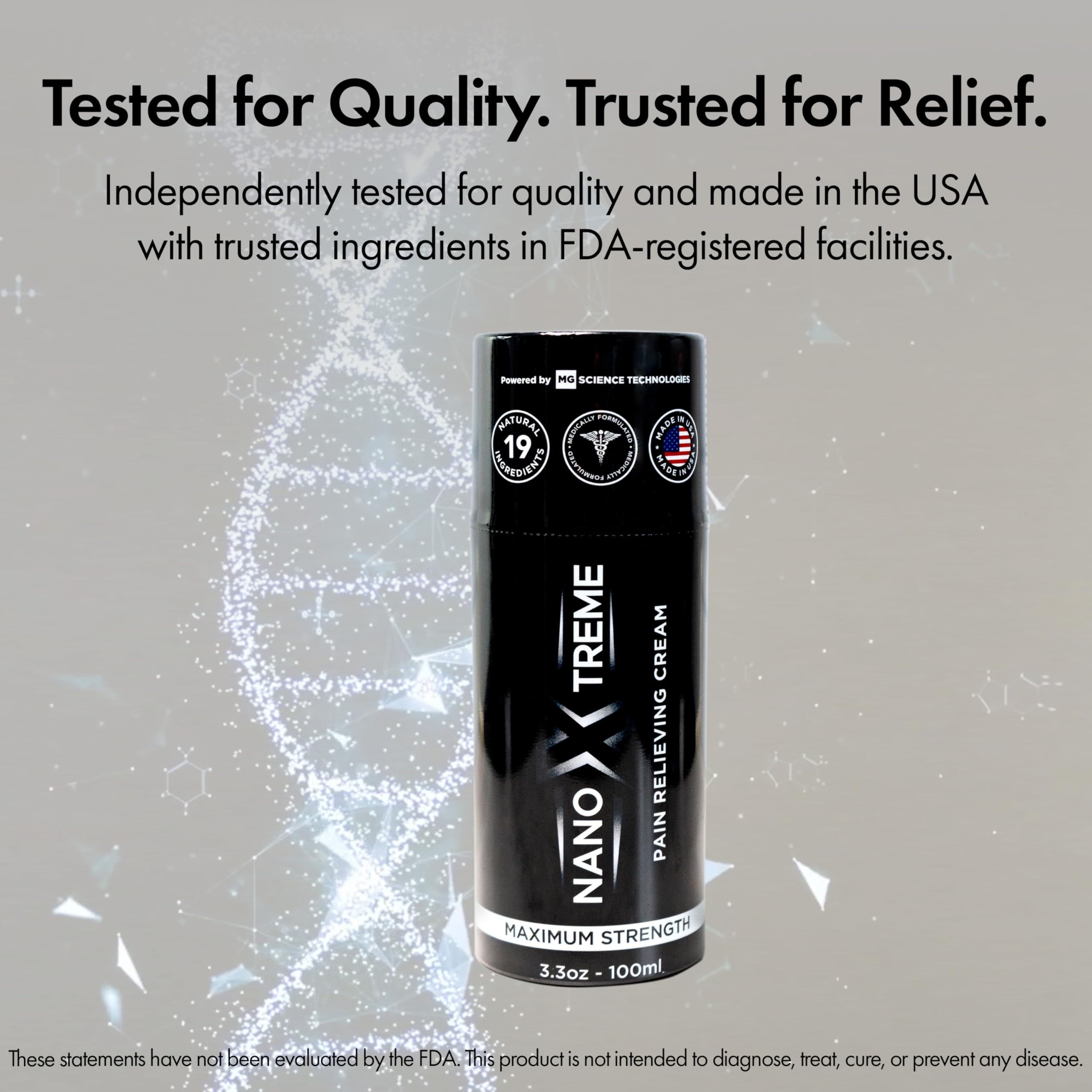 NANOXTREME Pain Relief Cream brand-labelled bottle in a gym bag for knee or shoulder relief
