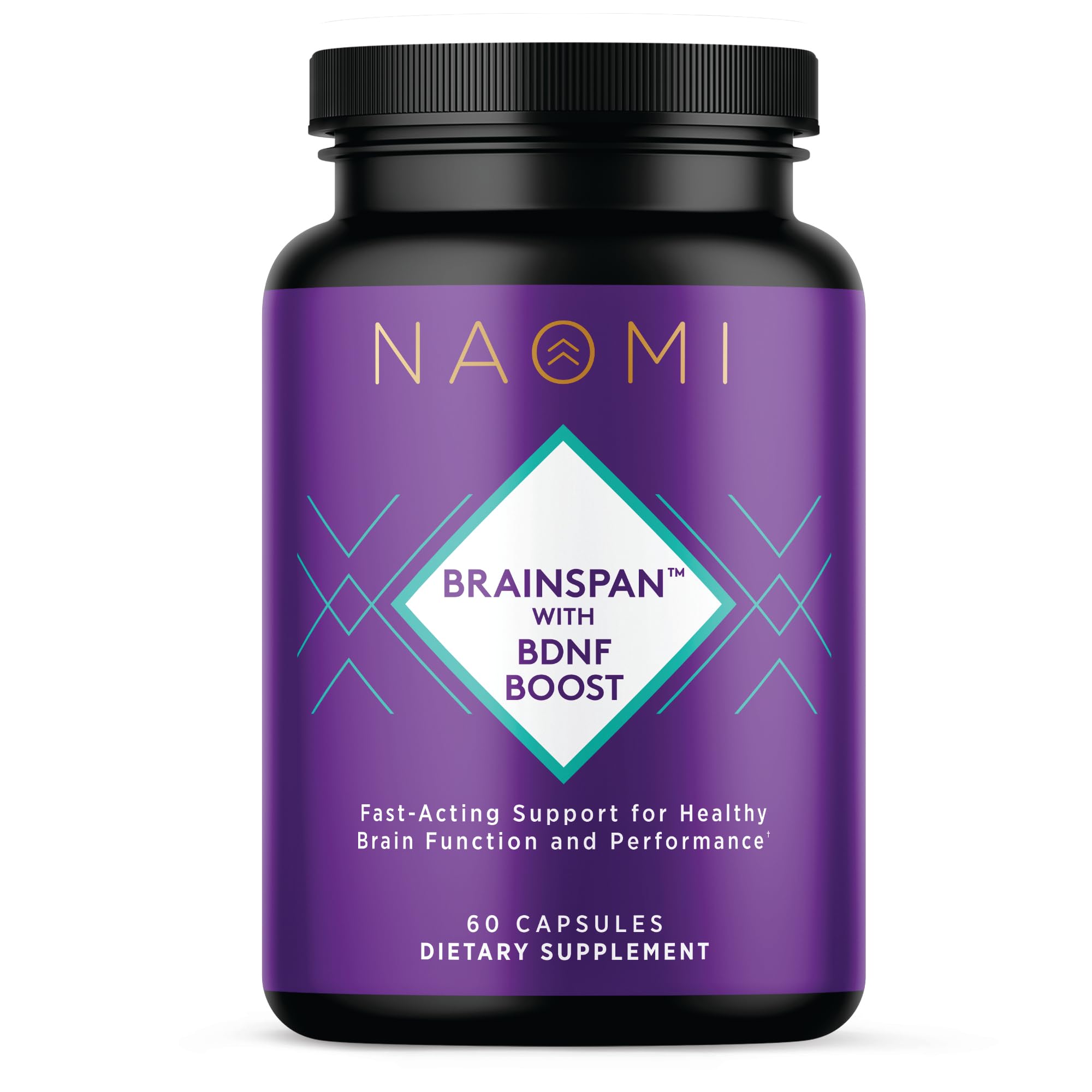 NAOMI BrainSpan bottle front display for cognitive wellness.