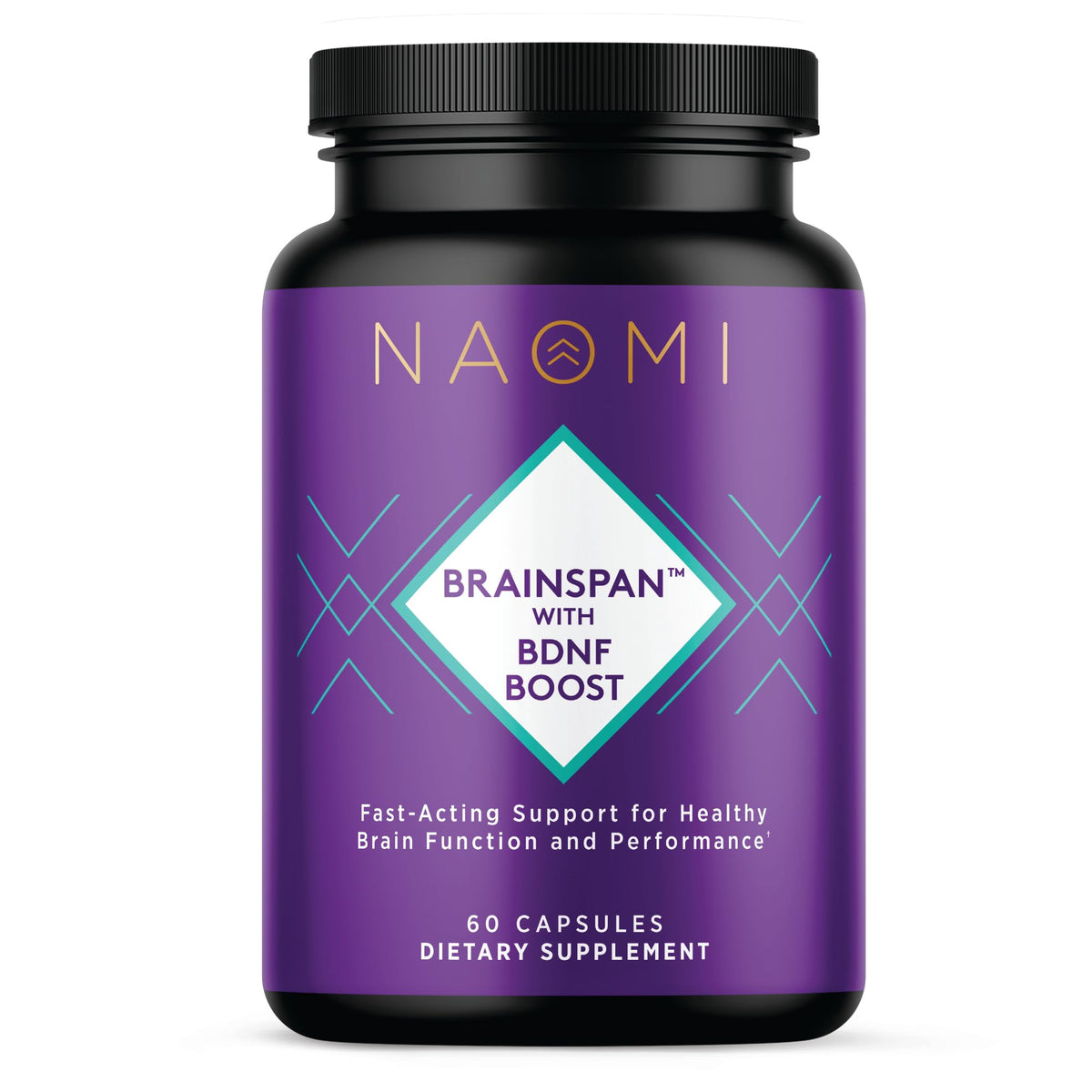 NAOMI BrainSpan bottle front display for cognitive wellness.
