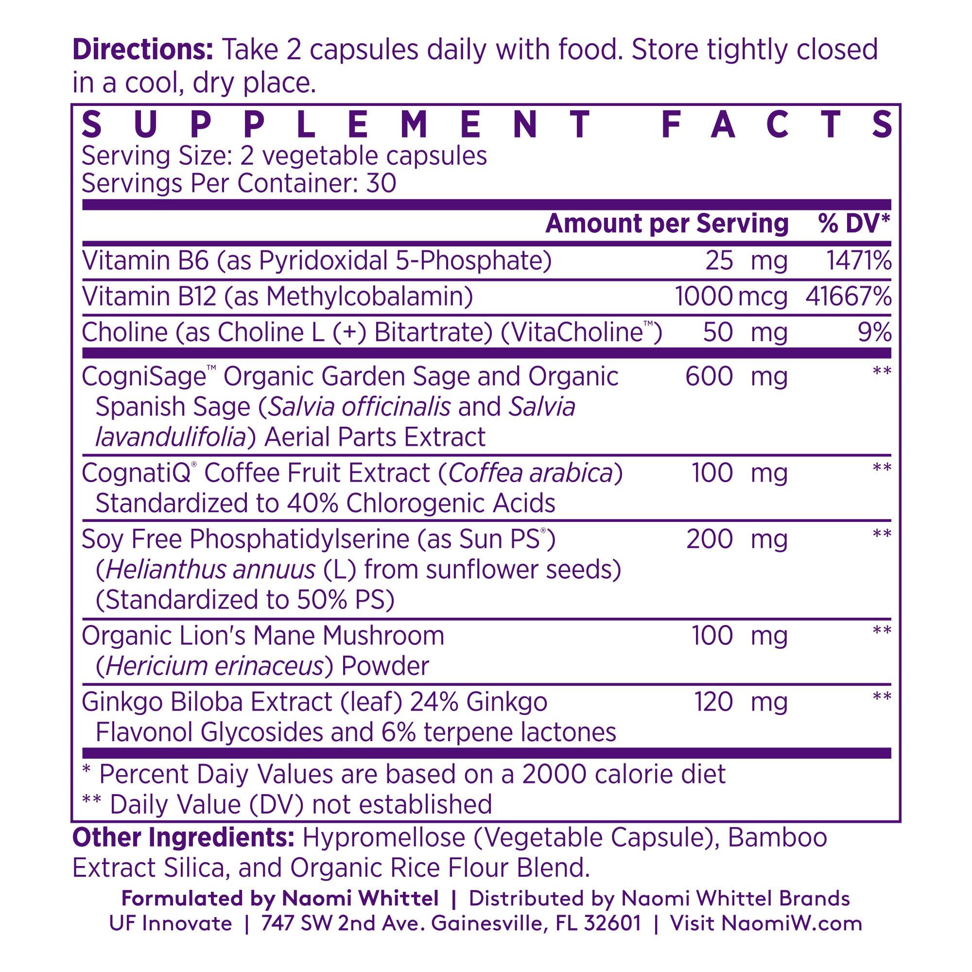 Closeup of NAOMI BrainSpan capsules in pack highlighting ease of daily use.