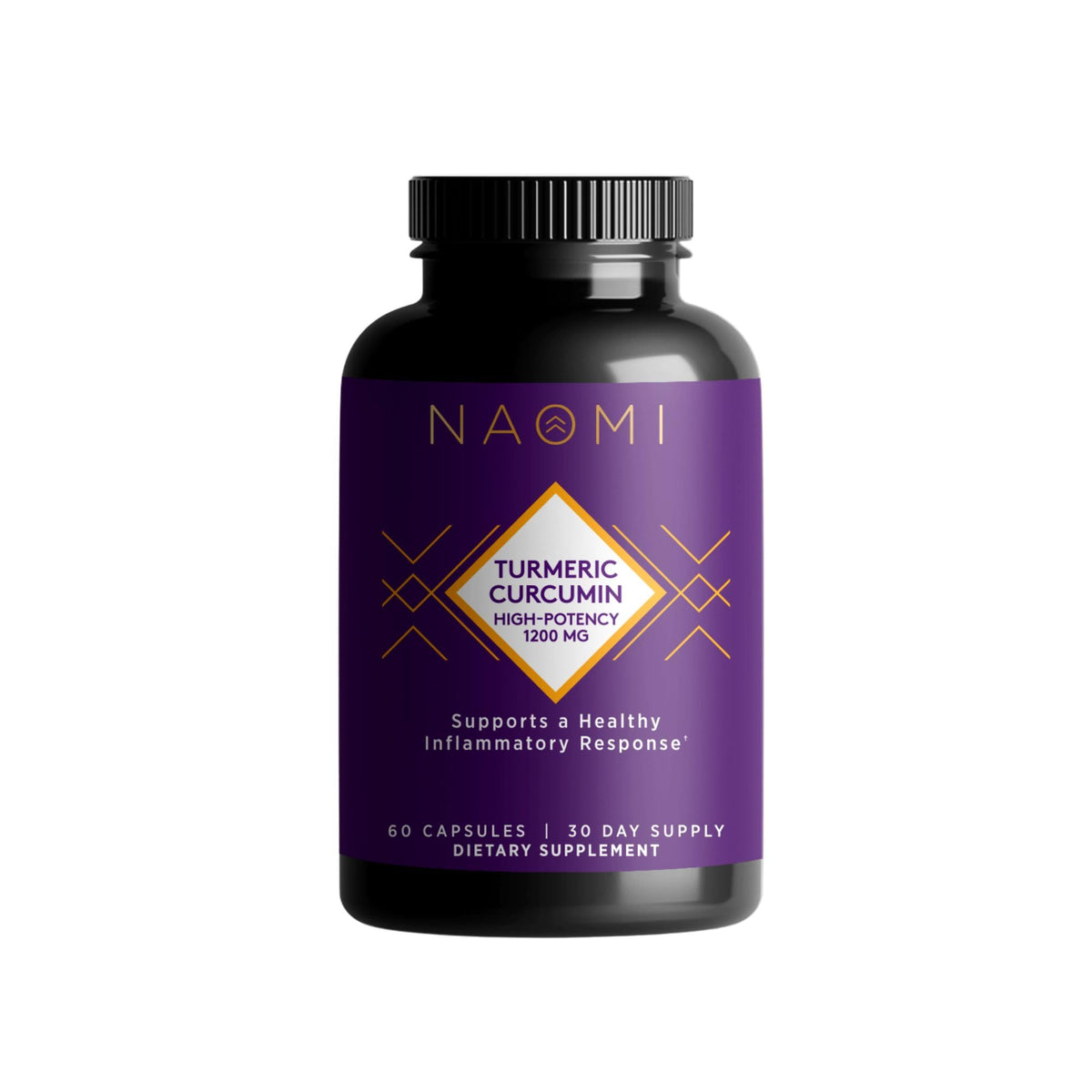 NAOMI turmeric curcumin bottle close-up highlighting high potency for daily joints