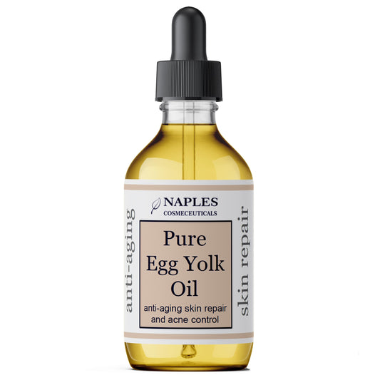 Naples Cosmeceuticals Egg Oil bottle for deep hydration and skin nourishment.