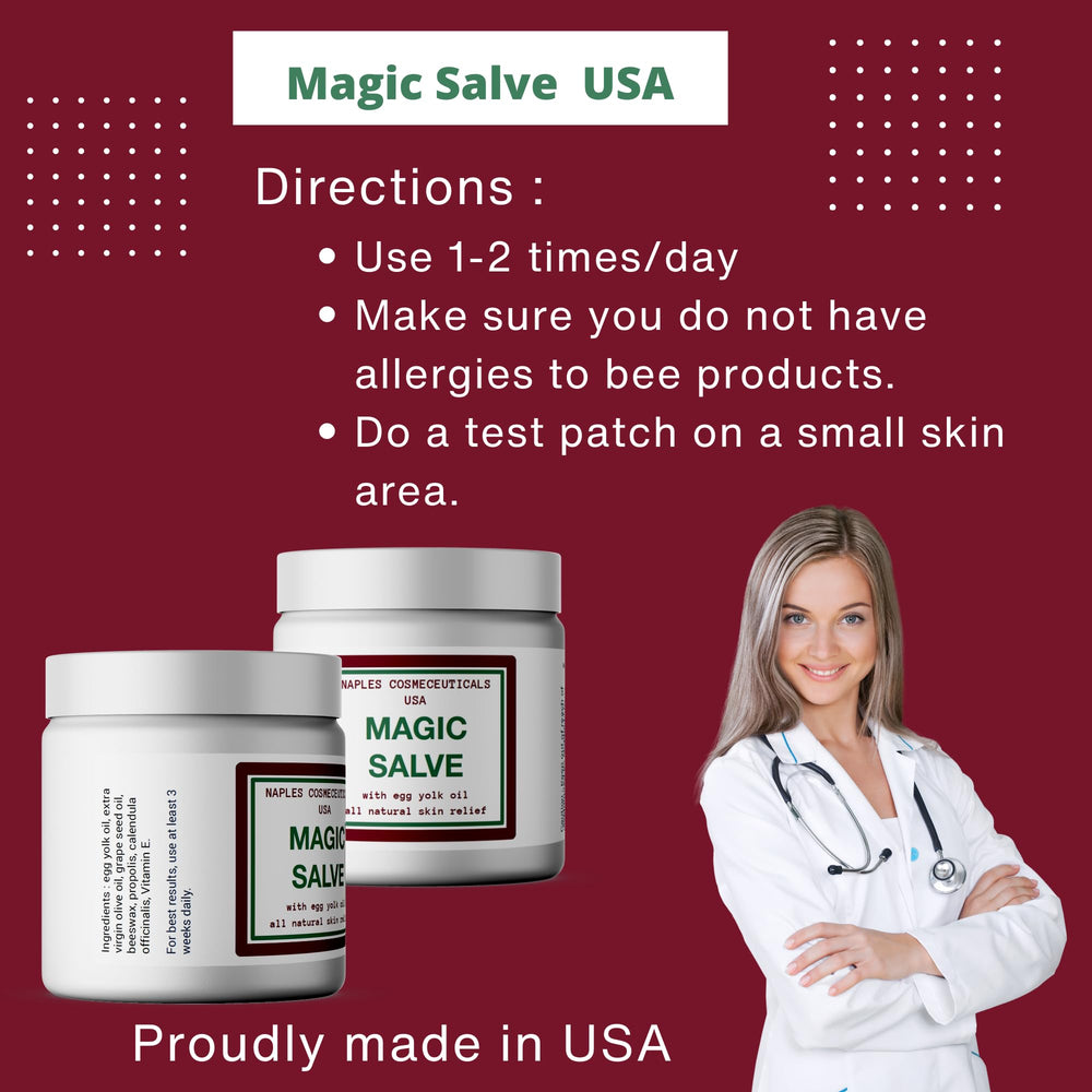 Naples Cosmeceuticals Magic Salve Made in USA seal on label.